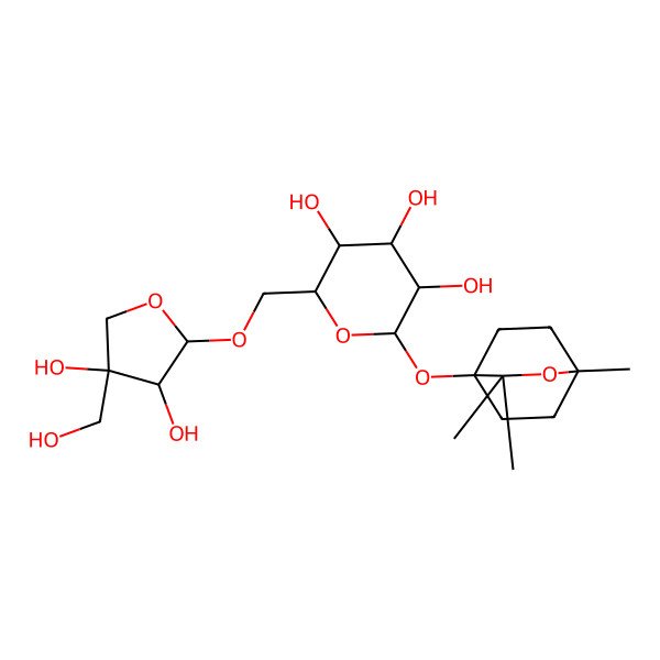 2D Structure of 2-[[3,4-Dihydroxy-4-(hydroxymethyl)oxolan-2-yl]oxymethyl]-6-[(1,3,3-trimethyl-2-oxabicyclo[2.2.2]octan-4-yl)oxy]oxane-3,4,5-triol