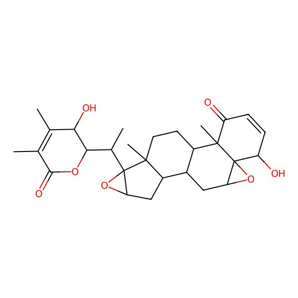 2D Structure of 6-Hydroxy-16-[1-(3-hydroxy-4,5-dimethyl-6-oxo-2,3-dihydropyran-2-yl)ethyl]-2,17-dimethyl-8,15-dioxahexacyclo[9.8.0.02,7.07,9.012,17.014,16]nonadec-4-en-3-one