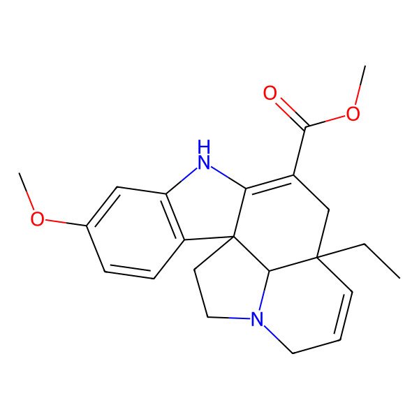2D Structure of Methyl 12-ethyl-5-methoxy-8,16-diazapentacyclo[10.6.1.01,9.02,7.016,19]nonadeca-2(7),3,5,9,13-pentaene-10-carboxylate