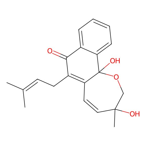 2D Structure of 3,11b-dihydroxy-3-methyl-6-(3-methylbut-2-enyl)-2H-benzo[i][1]benzoxepin-7-one