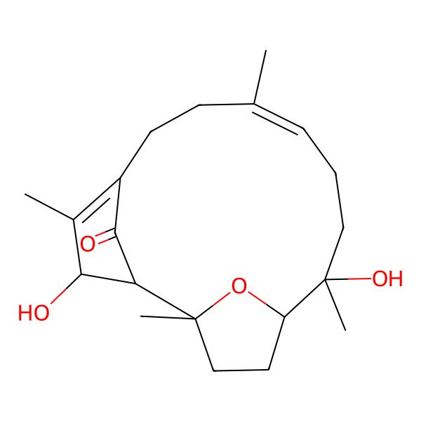 2D Structure of 3,12-Dihydroxy-1,4,8,12-tetramethyl-16-oxatricyclo[11.2.1.12,5]heptadeca-4,8-dien-17-one