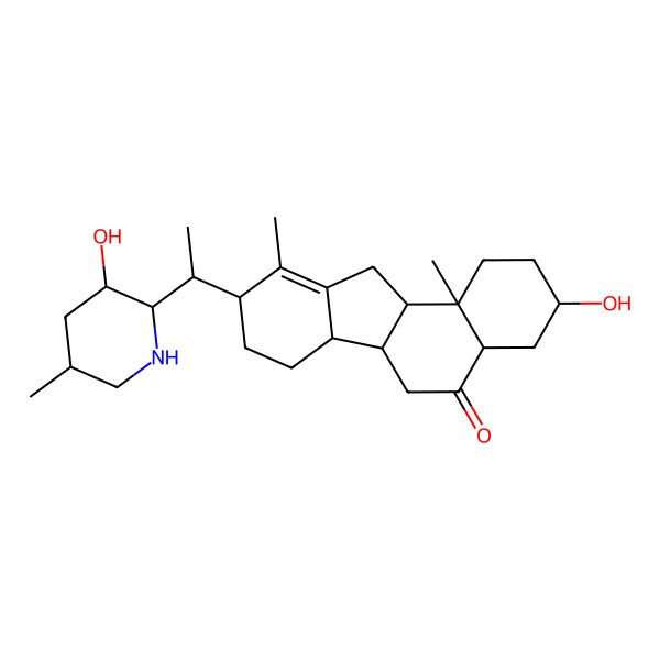 2D Structure of 3-hydroxy-9-[1-(3-hydroxy-5-methylpiperidin-2-yl)ethyl]-10,11b-dimethyl-2,3,4,4a,6,6a,6b,7,8,9,11,11a-dodecahydro-1H-benzo[a]fluoren-5-one