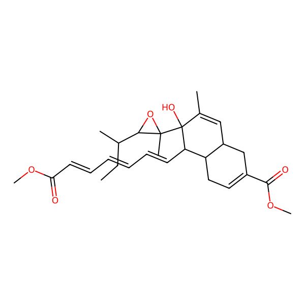 2D Structure of methyl 6-(3-butan-2-yl-2-methyloxiran-2-yl)-6-hydroxy-5-(7-methoxy-7-oxohepta-1,3,5-trienyl)-7-methyl-4,4a,5,8a-tetrahydro-1H-naphthalene-2-carboxylate