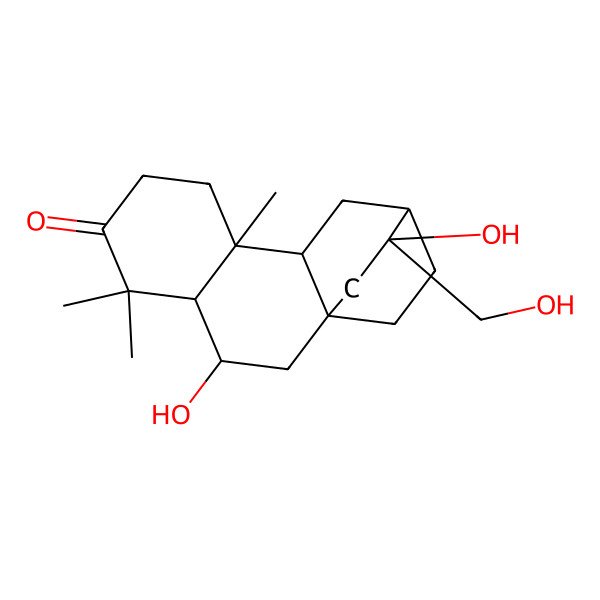2D Structure of 3,13-Dihydroxy-13-(hydroxymethyl)-5,5,9-trimethyltetracyclo[10.2.2.01,10.04,9]hexadecan-6-one