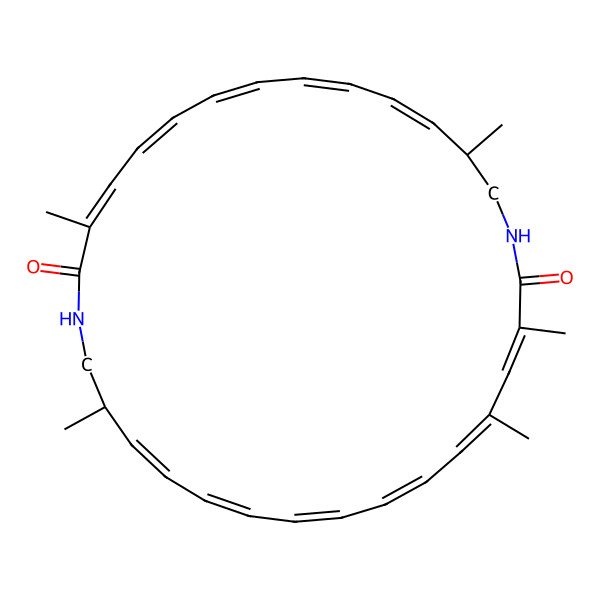 2D Structure of 3,13,17,19,29-Pentamethyl-1,15-diazacyclotriaconta-3,5,7,9,11,17,19,21,23,25,27-undecaene-2,16-dione