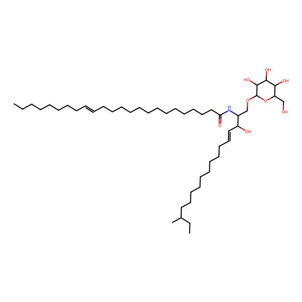 2D Structure of (Z)-N-[(E,2S,3R,15R)-3-hydroxy-15-methyl-1-[(2R,3R,4S,5S,6R)-3,4,5-trihydroxy-6-(hydroxymethyl)oxan-2-yl]oxyheptadec-4-en-2-yl]tetracos-15-enamide