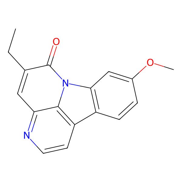 2D Structure of 3-Ethyl-13-methoxy-1,6-diazatetracyclo[7.6.1.05,16.010,15]hexadeca-3,5(16),6,8,10,12,14-heptaen-2-one