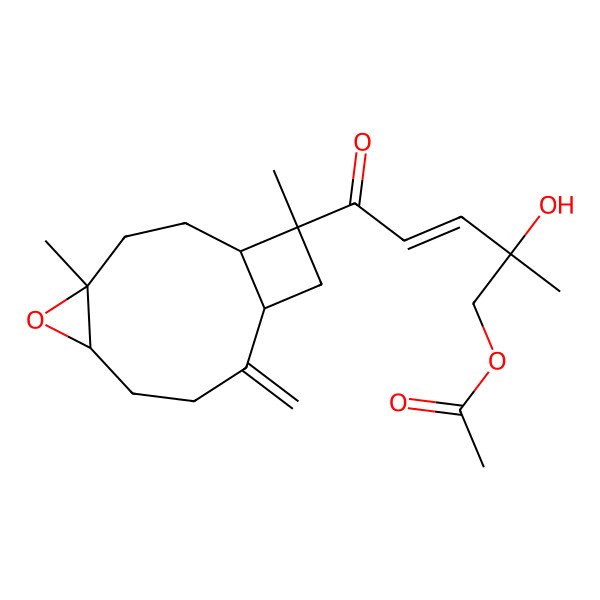 2D Structure of [5-(4,12-Dimethyl-9-methylidene-5-oxatricyclo[8.2.0.04,6]dodecan-12-yl)-2-hydroxy-2-methyl-5-oxopent-3-enyl] acetate