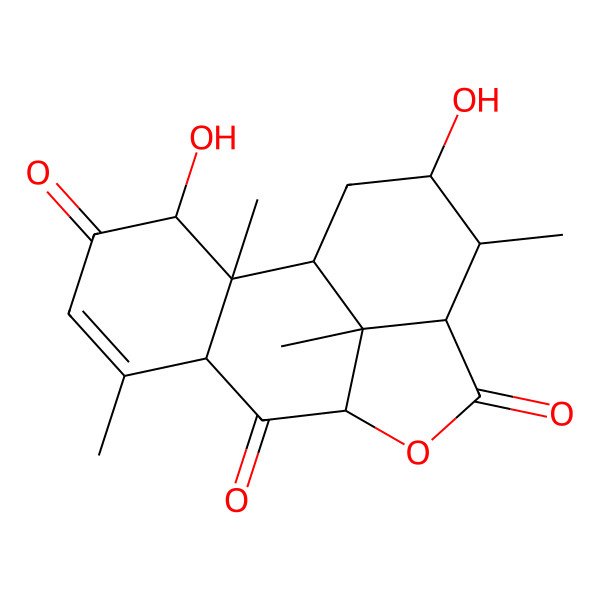 2D Structure of 3,14-Dihydroxy-2,6,13,16-tetramethyl-10-oxatetracyclo[7.6.1.02,7.012,16]hexadec-5-ene-4,8,11-trione