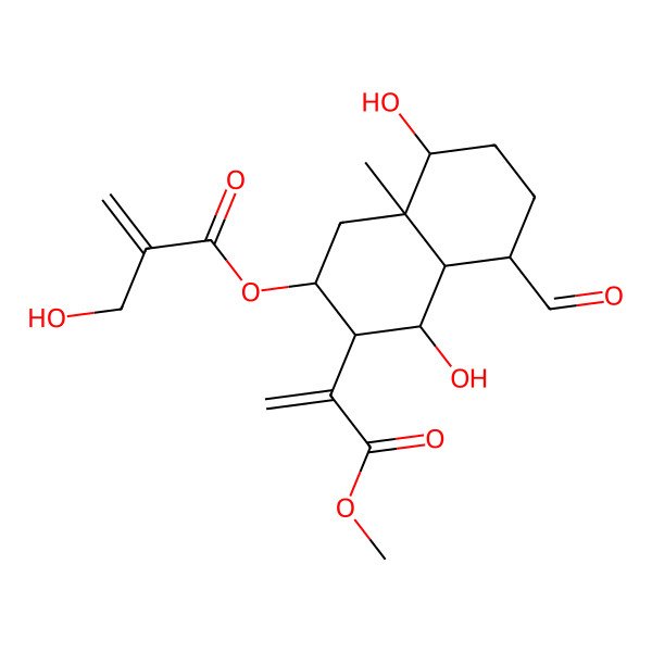 2D Structure of [5-formyl-4,8-dihydroxy-3-(3-methoxy-3-oxoprop-1-en-2-yl)-8a-methyl-2,3,4,4a,5,6,7,8-octahydro-1H-naphthalen-2-yl] 2-(hydroxymethyl)prop-2-enoate