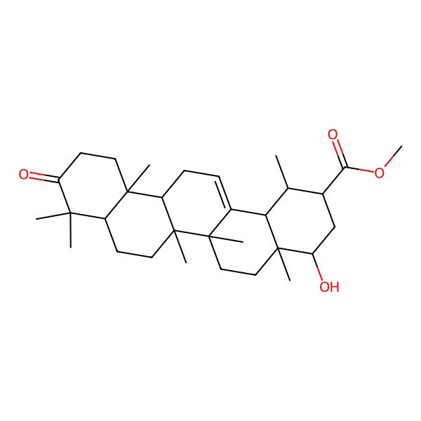 2D Structure of Methyl 4-hydroxy-1,4a,6a,6b,9,9,12a-heptamethyl-10-oxo-1,2,3,4,5,6,6a,7,8,8a,11,12,13,14b-tetradecahydropicene-2-carboxylate