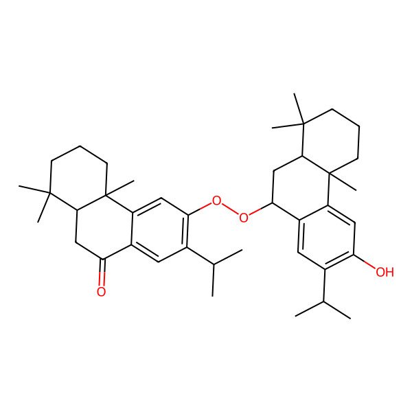 2D Structure of (4aS,10aS)-6-[[(4aS,9S,10aS)-6-hydroxy-1,1,4a-trimethyl-7-propan-2-yl-2,3,4,9,10,10a-hexahydrophenanthren-9-yl]peroxy]-1,1,4a-trimethyl-7-propan-2-yl-3,4,10,10a-tetrahydro-2H-phenanthren-9-one