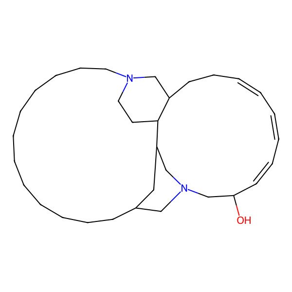 2D Structure of (3R,4Z,6Z,8Z,12R,13S,29S,31R)-1,16-diazatetracyclo[27.3.1.112,16.013,31]tetratriaconta-4,6,8-trien-3-ol