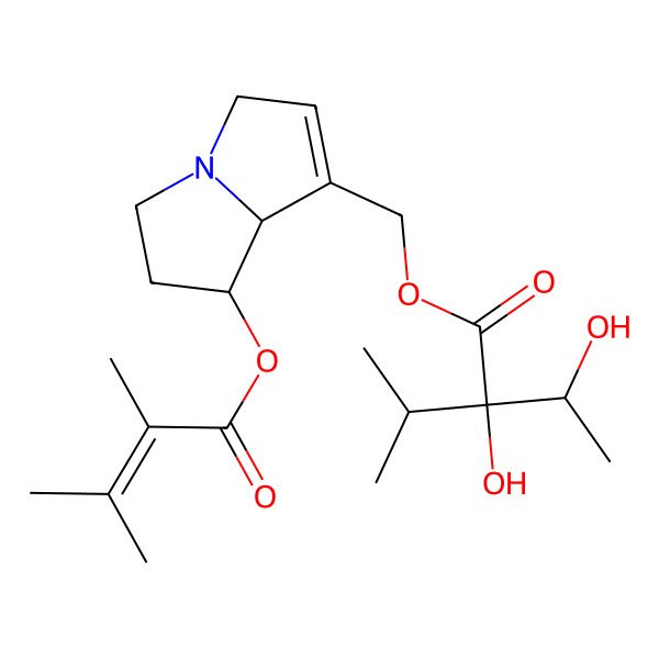 2D Structure of [(7R,8R)-7-(2,3-dimethylbut-2-enoyloxy)-5,6,7,8-tetrahydro-3H-pyrrolizin-1-yl]methyl (2R)-2-hydroxy-2-[(1S)-1-hydroxyethyl]-3-methylbutanoate