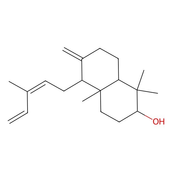 2D Structure of 2-Naphthalenol, decahydro-1,1,4a-trimethyl-6-methylene-5-(3-methyl-2,4-pentadienyl)-, [2S-[2alpha,4aalpha,5alpha(Z),8abeta]]-