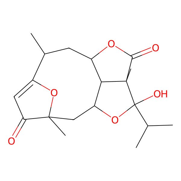 2D Structure of 13-Hydroxy-3,7,12-trimethyl-13-propan-2-yl-10,14,16-trioxatetracyclo[7.5.1.13,6.012,15]hexadec-5-ene-4,11-dione