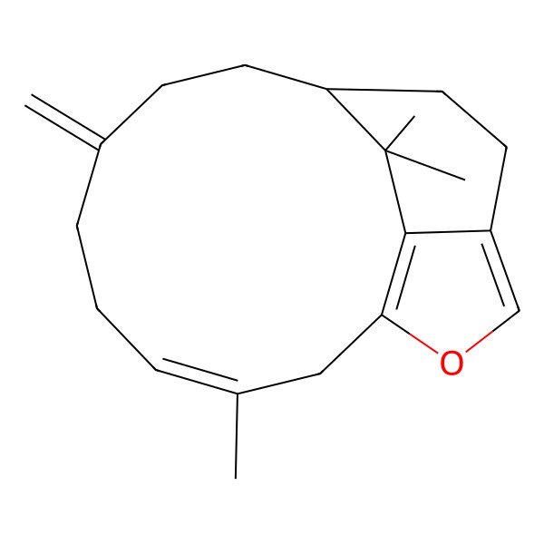 2D Structure of 3,17,17-Trimethyl-7-methylidene-15-oxatricyclo[8.5.2.013,16]heptadeca-1(16),3,13-triene