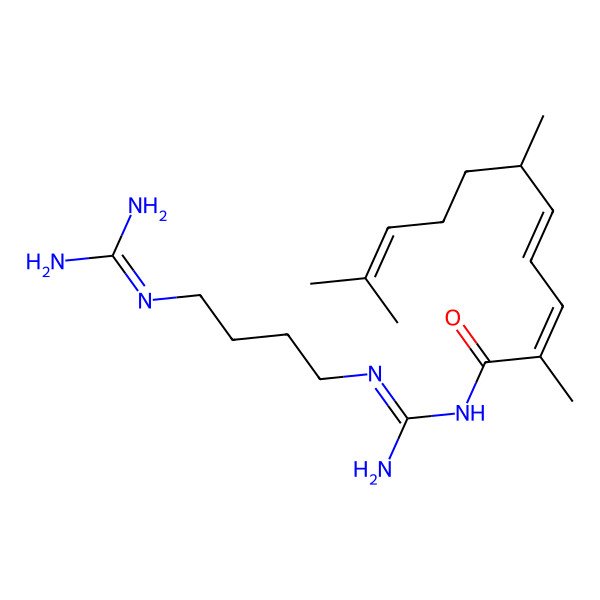 2D Structure of (2E,4E,6S)-N-[N'-[4-(Diaminomethylideneamino)butyl]carbamimidoyl]-2,6,10-trimethylundeca-2,4,9-trienamide