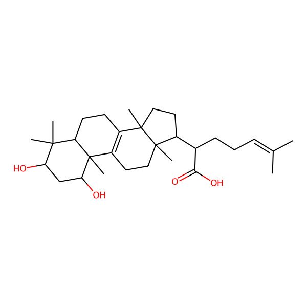 2D Structure of 2-(1,3-dihydroxy-4,4,10,13,14-pentamethyl-2,3,5,6,7,11,12,15,16,17-decahydro-1H-cyclopenta[a]phenanthren-17-yl)-6-methylhept-5-enoic acid