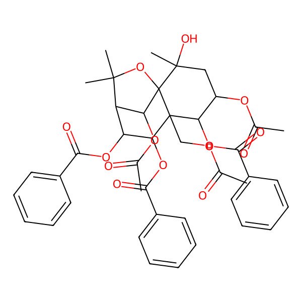 2D Structure of [(1S,2S,4S,5R,6S,7S,8R,9R,12R)-4,12-diacetyloxy-6-(acetyloxymethyl)-5,7-dibenzoyloxy-2-hydroxy-2,10,10-trimethyl-11-oxatricyclo[7.2.1.01,6]dodecan-8-yl] benzoate