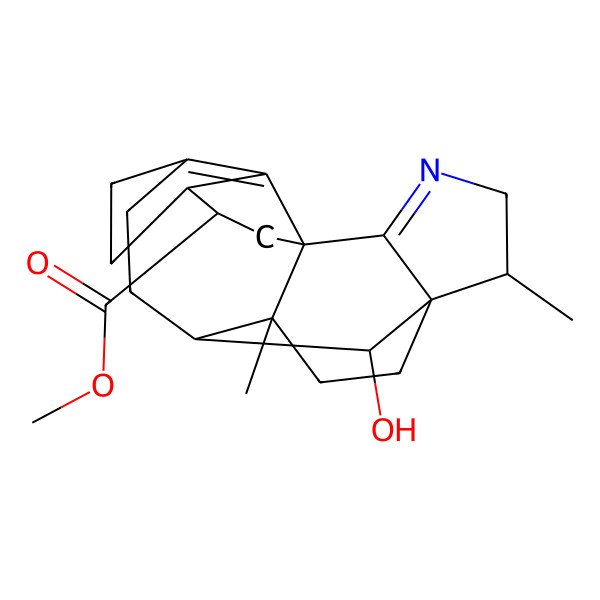 2D Structure of methyl (1S,5S,6R,9S,10S,16R,17R)-20-hydroxy-5,9-dimethyl-3-azahexacyclo[11.5.1.16,10.01,9.02,6.016,19]icosa-2,13(19)-diene-17-carboxylate