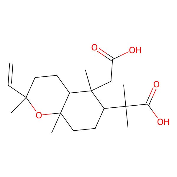 2D Structure of 2-[(2R,4aS,5S,6R,8aR)-5-(carboxymethyl)-2-ethenyl-2,5,8a-trimethyl-3,4,4a,6,7,8-hexahydrochromen-6-yl]-2-methylpropanoic acid