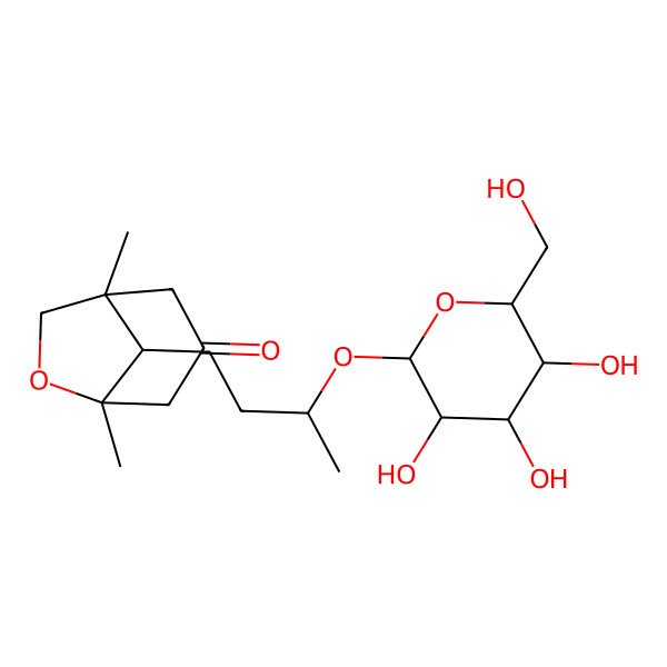 2D Structure of 1,5-Dimethyl-8-[3-[3,4,5-trihydroxy-6-(hydroxymethyl)oxan-2-yl]oxybutyl]-6-oxabicyclo[3.2.1]octan-3-one