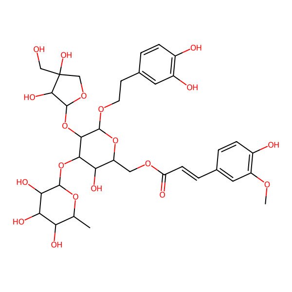2D Structure of [5-[3,4-Dihydroxy-4-(hydroxymethyl)oxolan-2-yl]oxy-6-[2-(3,4-dihydroxyphenyl)ethoxy]-3-hydroxy-4-(3,4,5-trihydroxy-6-methyloxan-2-yl)oxyoxan-2-yl]methyl 3-(4-hydroxy-3-methoxyphenyl)prop-2-enoate