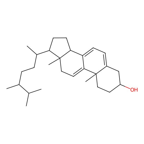 2D Structure of (3S,10S,13R,14R,17R)-17-[(2R,5R)-5,6-dimethylheptan-2-yl]-10,13-dimethyl-2,3,4,12,14,15,16,17-octahydro-1H-cyclopenta[a]phenanthren-3-ol