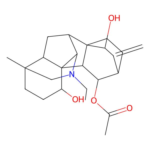 2D Structure of (7-Ethyl-2,11-dihydroxy-5-methyl-12-methylidene-7-azahexacyclo[7.6.2.210,13.01,8.05,16.010,15]nonadecan-14-yl) acetate