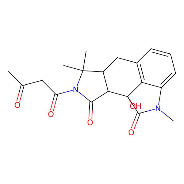 2D Structure of (2R,6R)-1-hydroxy-5,5,13-trimethyl-4-(3-oxobutanoyl)-4,13-diazatetracyclo[6.6.1.02,6.012,15]pentadeca-8(15),9,11-triene-3,14-dione