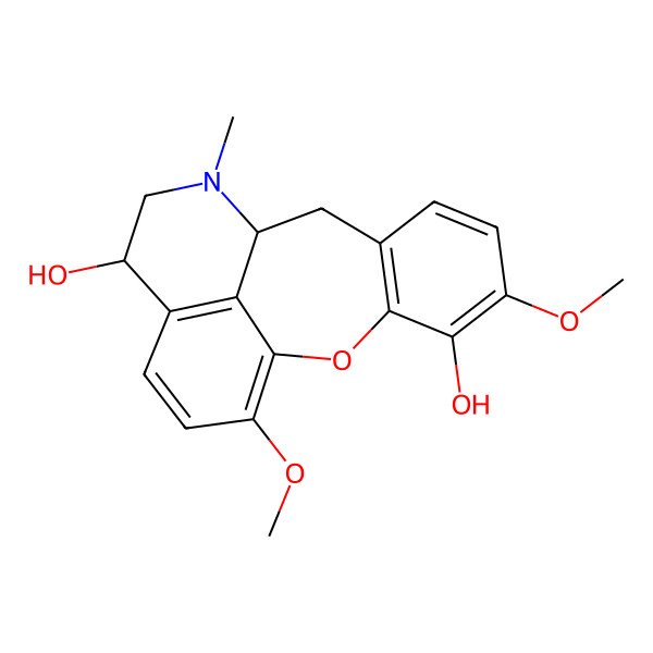 2D Structure of (10S,13R)-5,17-dimethoxy-11-methyl-2-oxa-11-azatetracyclo[8.7.1.03,8.014,18]octadeca-1(17),3(8),4,6,14(18),15-hexaene-4,13-diol