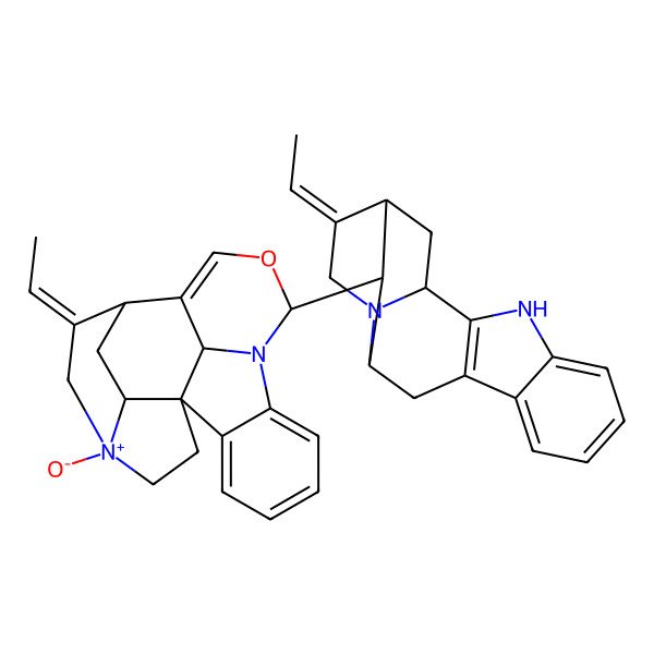 2D Structure of (1S,9S,13S,14Z,19S,21R)-14-ethylidene-9-[(1S,12S,14R,15E)-15-ethylidene-3,17-diazapentacyclo[12.3.1.02,10.04,9.012,17]octadeca-2(10),4,6,8-tetraen-13-yl]-16-oxido-10-oxa-8-aza-16-azoniahexacyclo[11.5.2.11,8.02,7.016,19.012,21]henicosa-2,4,6,11-tetraene