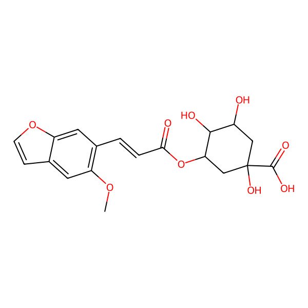 2D Structure of (1S,3R,4R,5R)-1,3,4-trihydroxy-5-[3-(5-methoxy-1-benzofuran-6-yl)prop-2-enoyloxy]cyclohexane-1-carboxylic acid