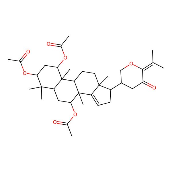 2D Structure of [(1S,3R,5S,7R,8R,9S,10S,13S,17S)-1,3-diacetyloxy-4,4,8,10,13-pentamethyl-17-[(3R)-5-oxo-6-propan-2-ylideneoxan-3-yl]-2,3,5,6,7,9,11,12,16,17-decahydro-1H-cyclopenta[a]phenanthren-7-yl] acetate