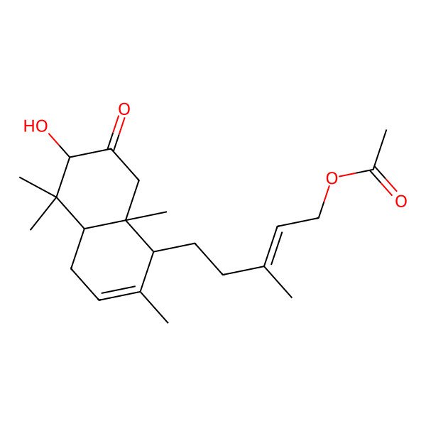 2D Structure of [5-(6-hydroxy-2,5,5,8a-tetramethyl-7-oxo-4,4a,6,8-tetrahydro-1H-naphthalen-1-yl)-3-methylpent-2-enyl] acetate