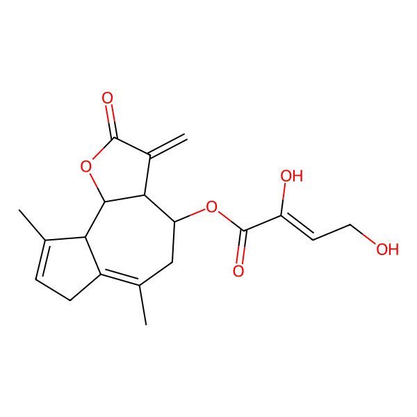2D Structure of [(3aR,4R,9aS,9bR)-6,9-dimethyl-3-methylidene-2-oxo-3a,4,5,7,9a,9b-hexahydroazuleno[4,5-b]furan-4-yl] (Z)-2,4-dihydroxybut-2-enoate