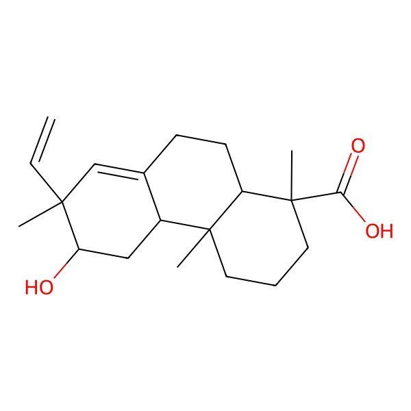 2D Structure of 1-Phenanthrenecarboxylic acid, 7-ethenyl-1,2,3,4,4a,4b,5,6,7,9,10,10a-dodecahydro-6-hydroxy-1,4a,7-trimethyl-