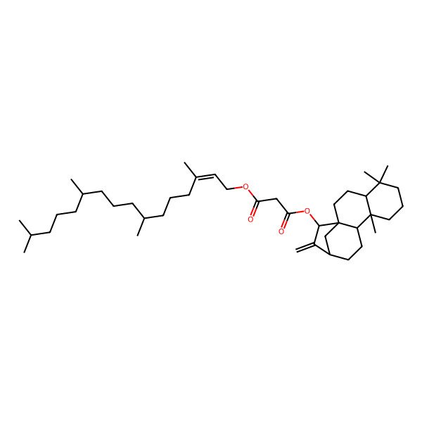 2D Structure of 1-O-(3,7,11,15-tetramethylhexadec-2-enyl) 3-O-(5,5,9-trimethyl-14-methylidene-15-tetracyclo[11.2.1.01,10.04,9]hexadecanyl) propanedioate