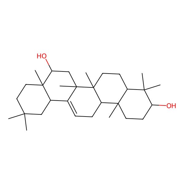 2D Structure of (3S,4aR,6aR,6bS,8S,8aS,12aR,14aR,14bS)-4,4,6a,6b,8a,11,11,14b-octamethyl-1,2,3,4a,5,6,7,8,9,10,12,12a,14,14a-tetradecahydropicene-3,8-diol