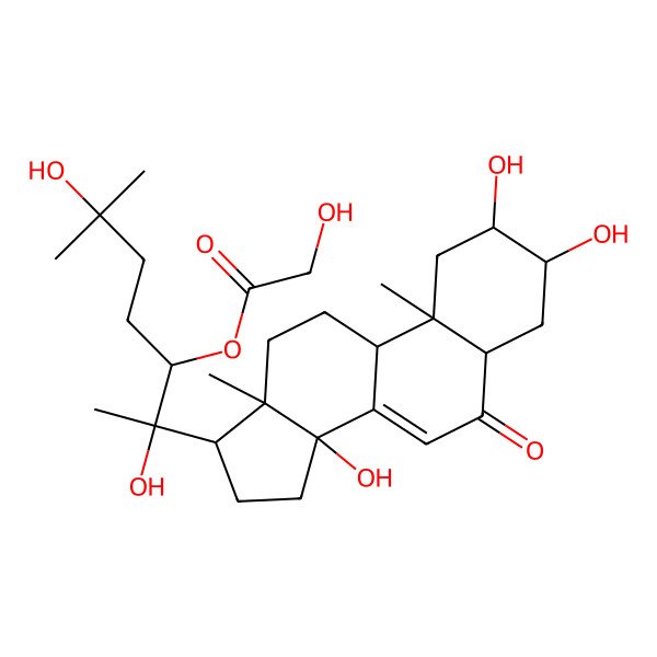 2D Structure of [(2R,3R)-2,6-dihydroxy-6-methyl-2-[(2S,3R,5R,9R,10R,13R,14S,17S)-2,3,14-trihydroxy-10,13-dimethyl-6-oxo-2,3,4,5,9,11,12,15,16,17-decahydro-1H-cyclopenta[a]phenanthren-17-yl]heptan-3-yl] 2-hydroxyacetate