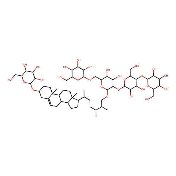 2D Structure of 2-[[5-[3,4-dihydroxy-6-(hydroxymethyl)-5-[3,4,5-trihydroxy-6-(hydroxymethyl)oxan-2-yl]oxyoxan-2-yl]oxy-6-[6-[10,13-dimethyl-3-[3,4,5-trihydroxy-6-(hydroxymethyl)oxan-2-yl]oxy-2,3,4,7,8,9,11,12,14,15,16,17-dodecahydro-1H-cyclopenta[a]phenanthren-17-yl]-2,3-dimethylheptoxy]-3,4-dihydroxyoxan-2-yl]methoxy]-6-(hydroxymethyl)oxane-3,4,5-triol