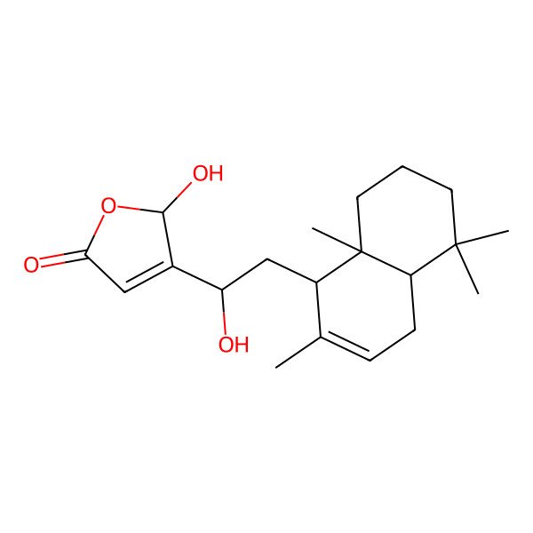 2D Structure of 3-[2-(2,5,5,8a-tetramethyl-1,4,4a,6,7,8-hexahydronaphthalen-1-yl)-1-hydroxyethyl]-2-hydroxy-2H-furan-5-one