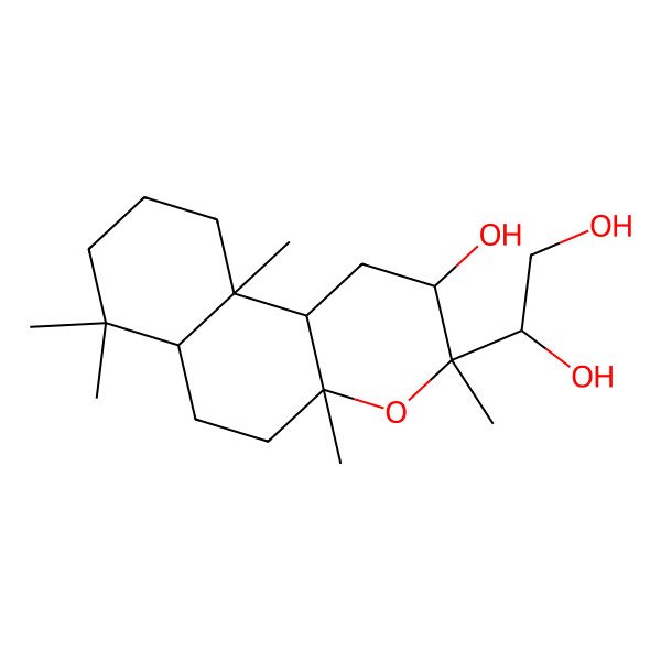 2D Structure of 1-(2-hydroxy-3,4a,7,7,10a-pentamethyl-2,5,6,6a,8,9,10,10b-octahydro-1H-benzo[f]chromen-3-yl)ethane-1,2-diol