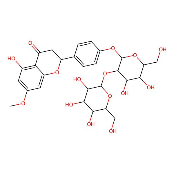 2D Structure of 2-[4-[4,5-Dihydroxy-6-(hydroxymethyl)-3-[3,4,5-trihydroxy-6-(hydroxymethyl)oxan-2-yl]oxyoxan-2-yl]oxyphenyl]-5-hydroxy-7-methoxy-2,3-dihydrochromen-4-one