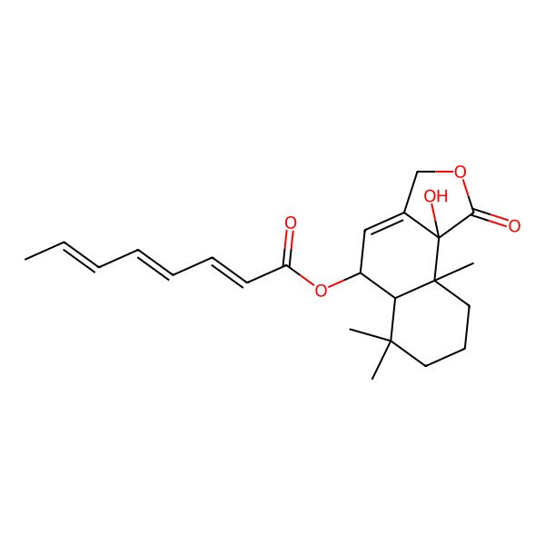 2D Structure of (9b-Hydroxy-6,6,9a-trimethyl-1-oxo-3,5,5a,7,8,9-hexahydrobenzo[e][2]benzofuran-5-yl) octa-2,4,6-trienoate