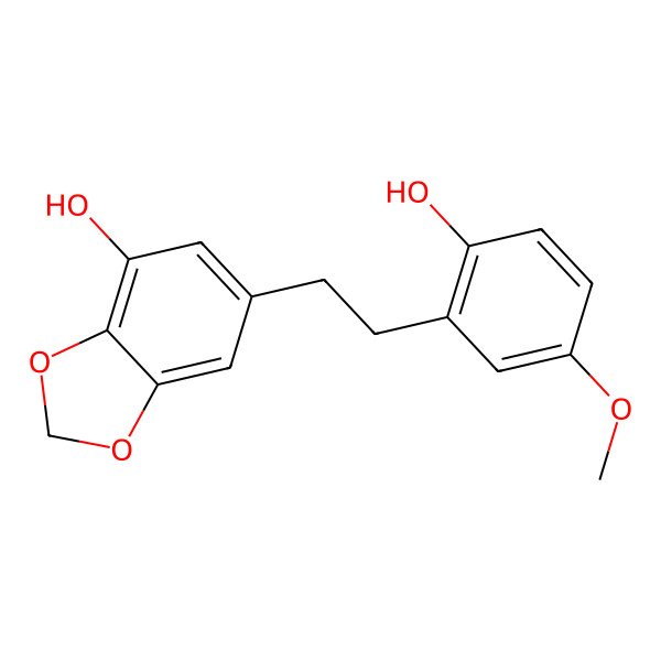 2D Structure of 3,2'-Dihydroxy-5'-methoxy-4,5-methylene-dioxybibenzyl