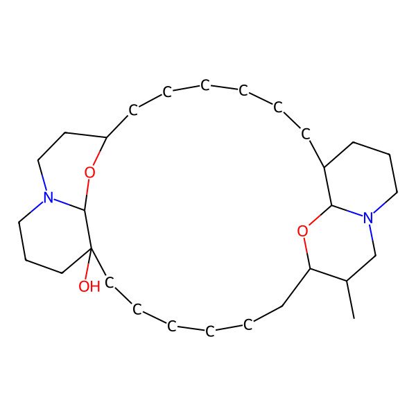 2D Structure of (1S,8R,10R,15R,22R,29S,32S)-32-methyl-9,30-dioxa-11,25-diazapentacyclo[20.6.2.28,11.010,15.025,29]dotriacontan-1-ol