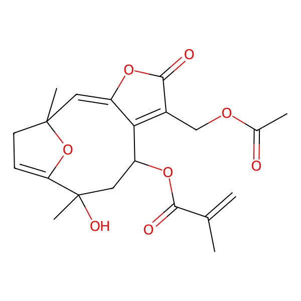 2D Structure of [6-(Acetyloxymethyl)-10-hydroxy-1,10-dimethyl-5-oxo-4,14-dioxatricyclo[9.2.1.03,7]tetradeca-2,6,11-trien-8-yl] 2-methylprop-2-enoate