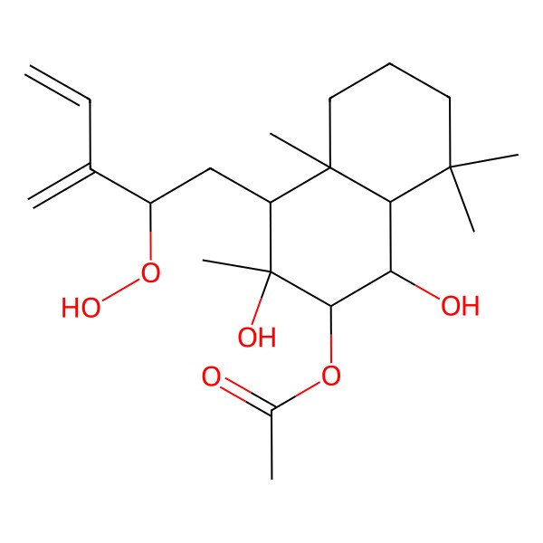 2D Structure of [(1S,2S,3S,4R,4aS,8aS)-4-[(2R)-2-hydroperoxy-3-methylidenepent-4-enyl]-1,3-dihydroxy-3,4a,8,8-tetramethyl-2,4,5,6,7,8a-hexahydro-1H-naphthalen-2-yl] acetate